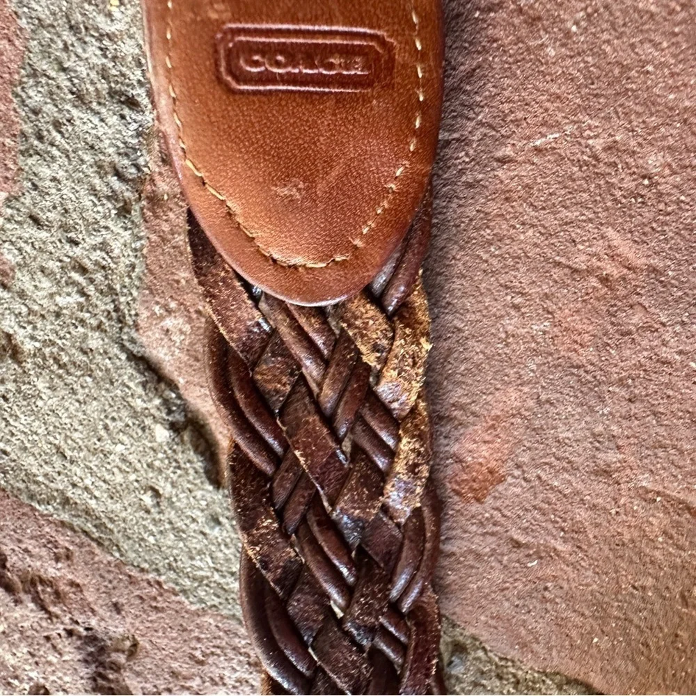 Vintage Coach Men's British Tan 3850 Braided Woven Leather Belt size 36 90cm